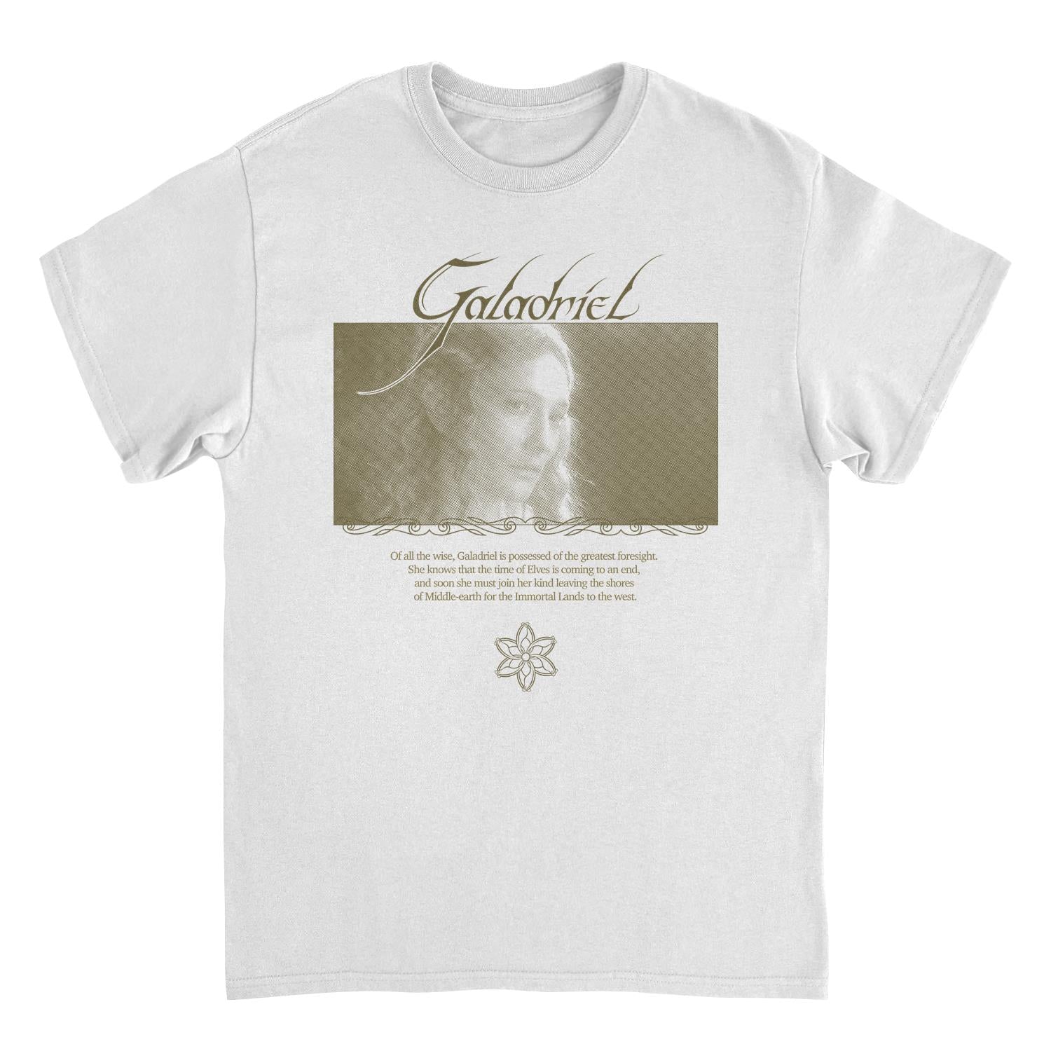 Lord of the Rings Galadriel Lady of the Galadhrim T-Shirt – Fantasy Movie Graphic Tee (White, Unisex)