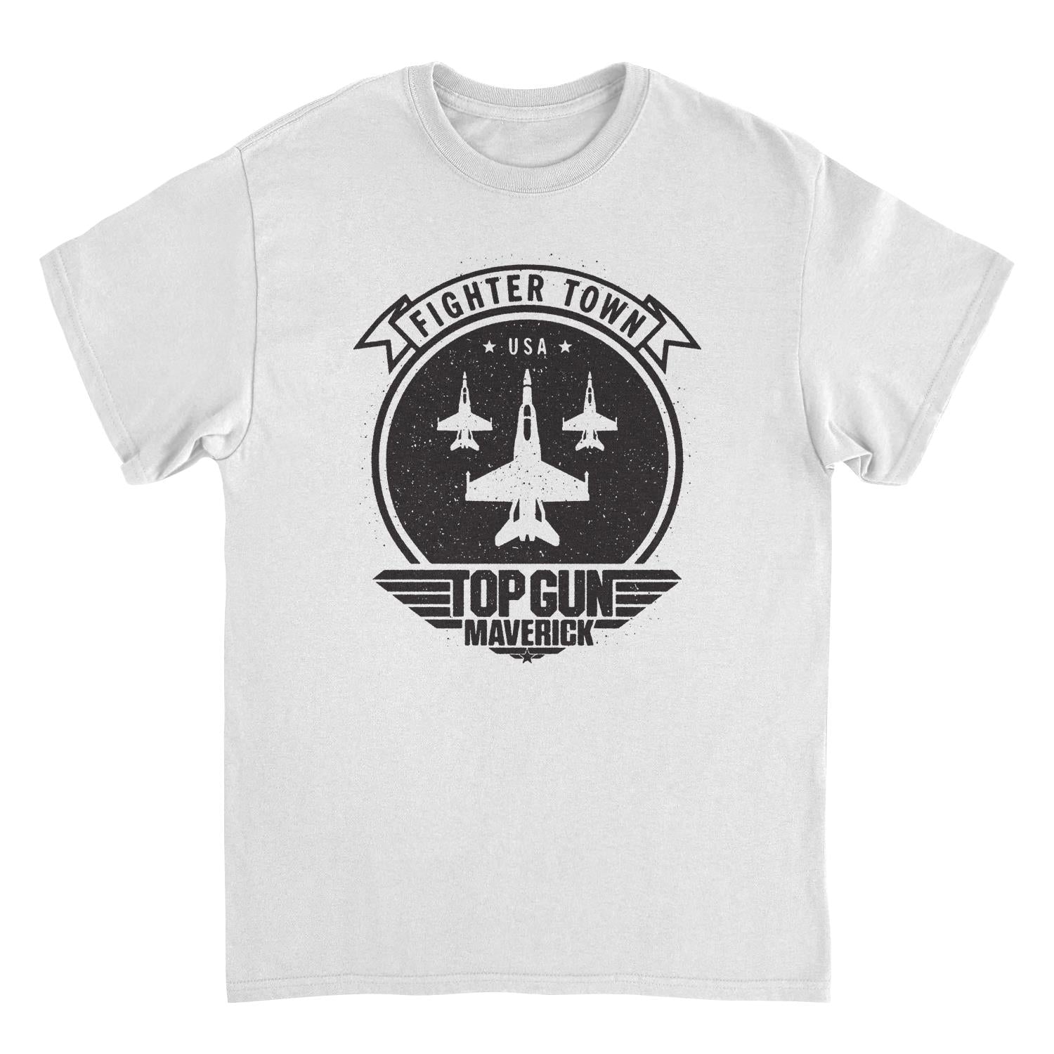 Top Gun Fighter Town T-Shirt – Classic Aviation Movie Graphic Tee (White, Unisex)
