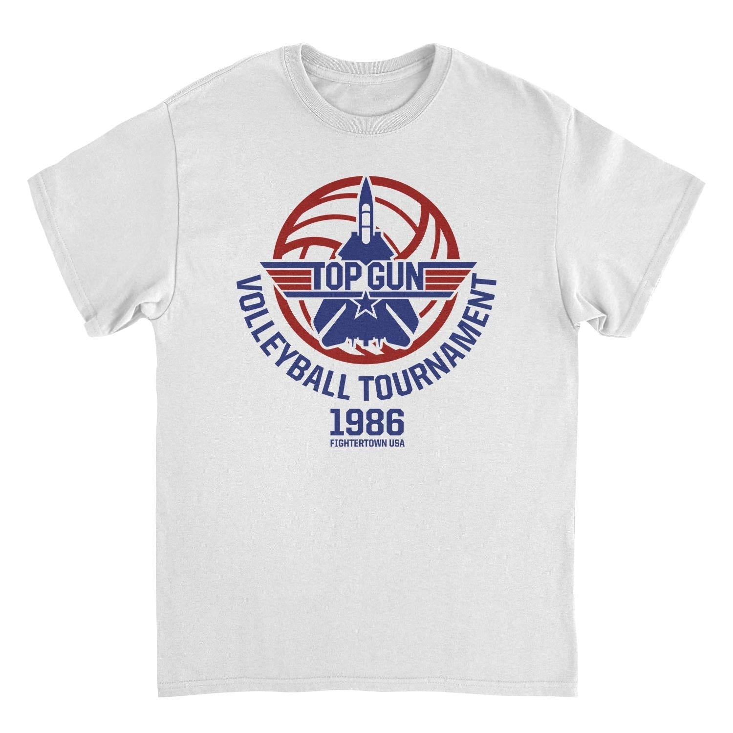 Top Gun Volleyball Tournament T-Shirt – Classic Movie Scene Graphic Tee (White, Unisex)