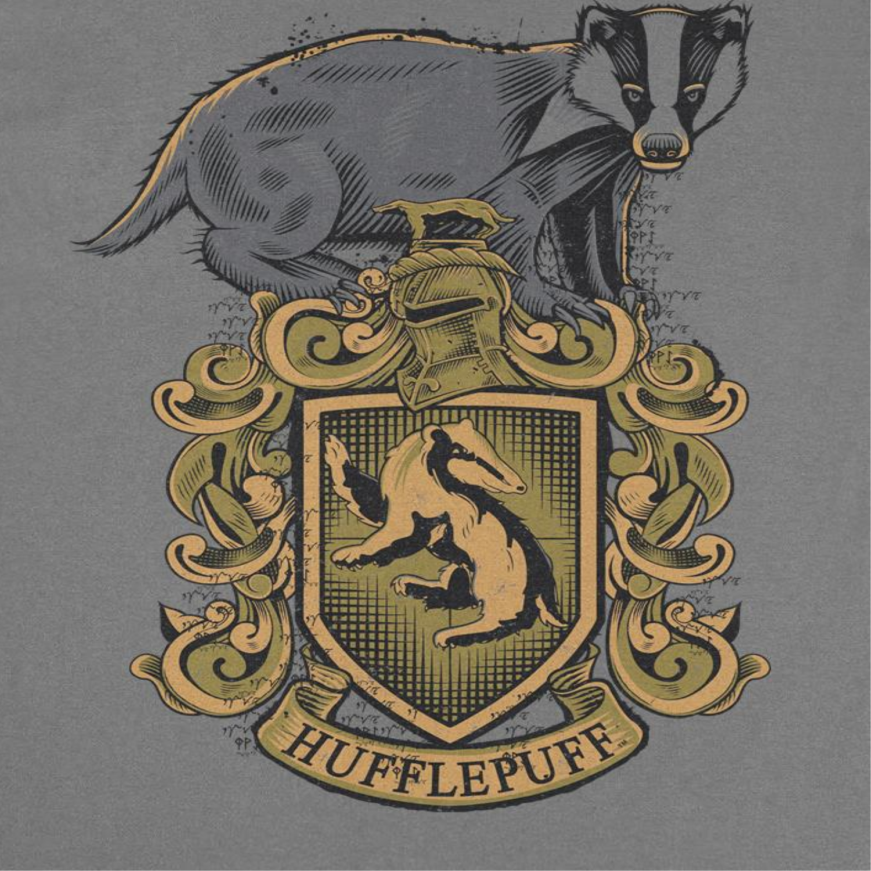 Harry Potter Hufflepuff Mascot Emblem Charcoal T-Shirt