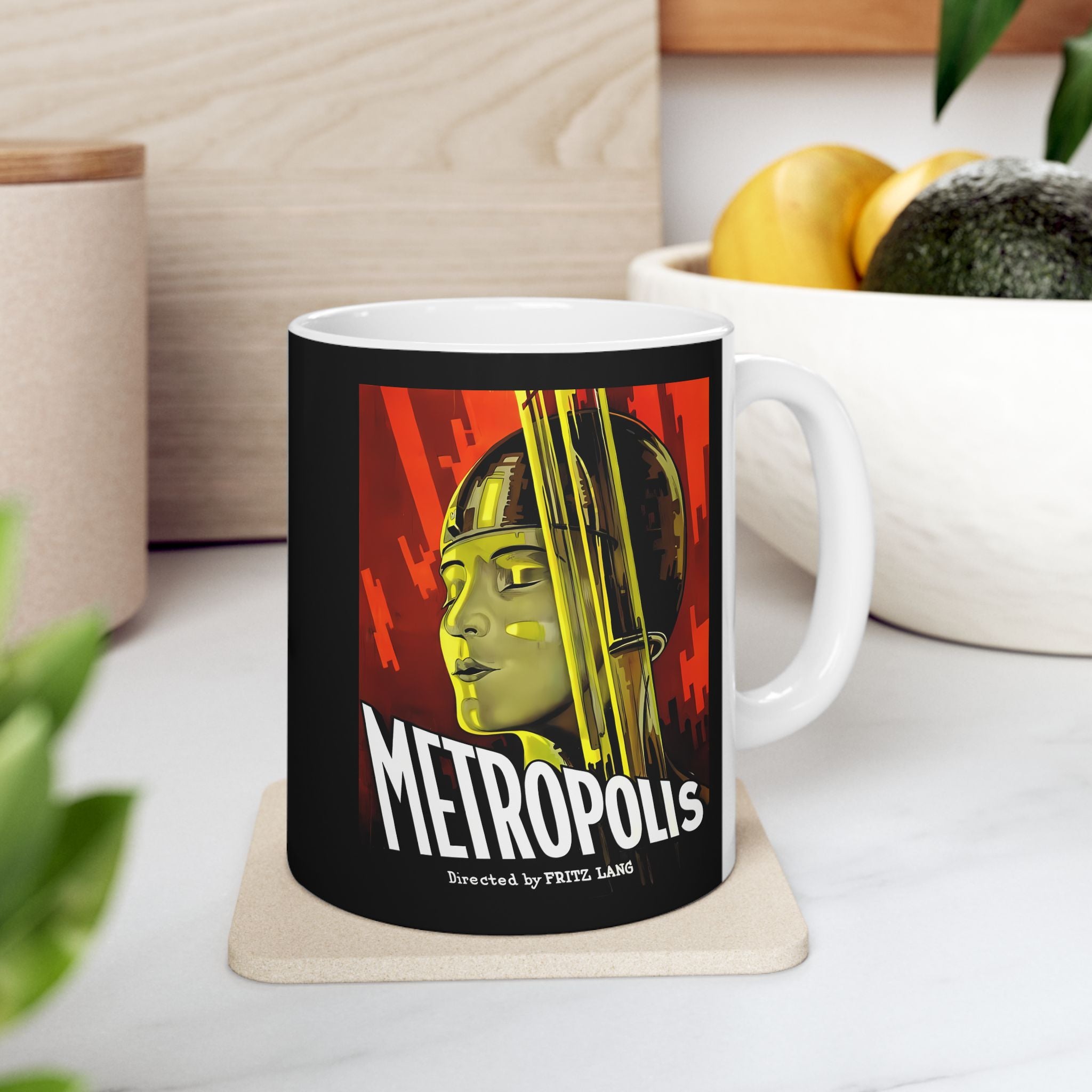 Metropolis Ceramic Red-Black Mug 11oz