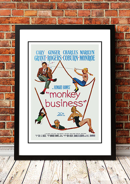 NNEDSZ Marilyn Monroe ‘Monkey Business’ Framed Movie Poster! - Framed A4
